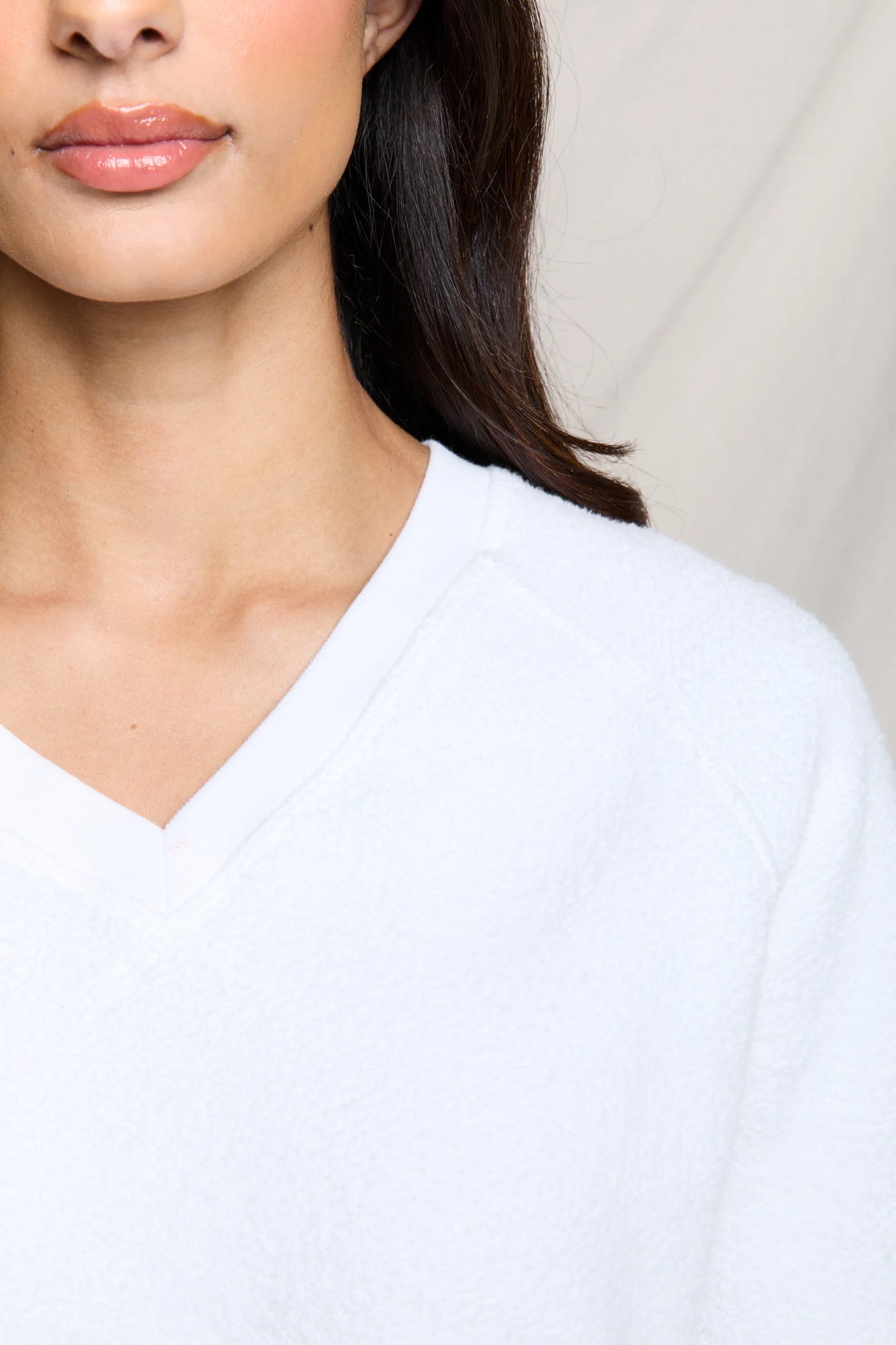 ziggy v-neck | reverse fleece v-neck sweatshirt | perfectwhitetee
