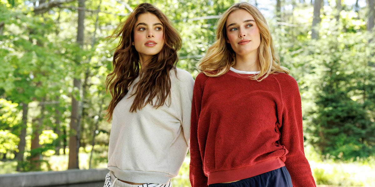 perfectwhitetee, october launch - two ladies wearing new arrivals. wearing new tops in the new colors.