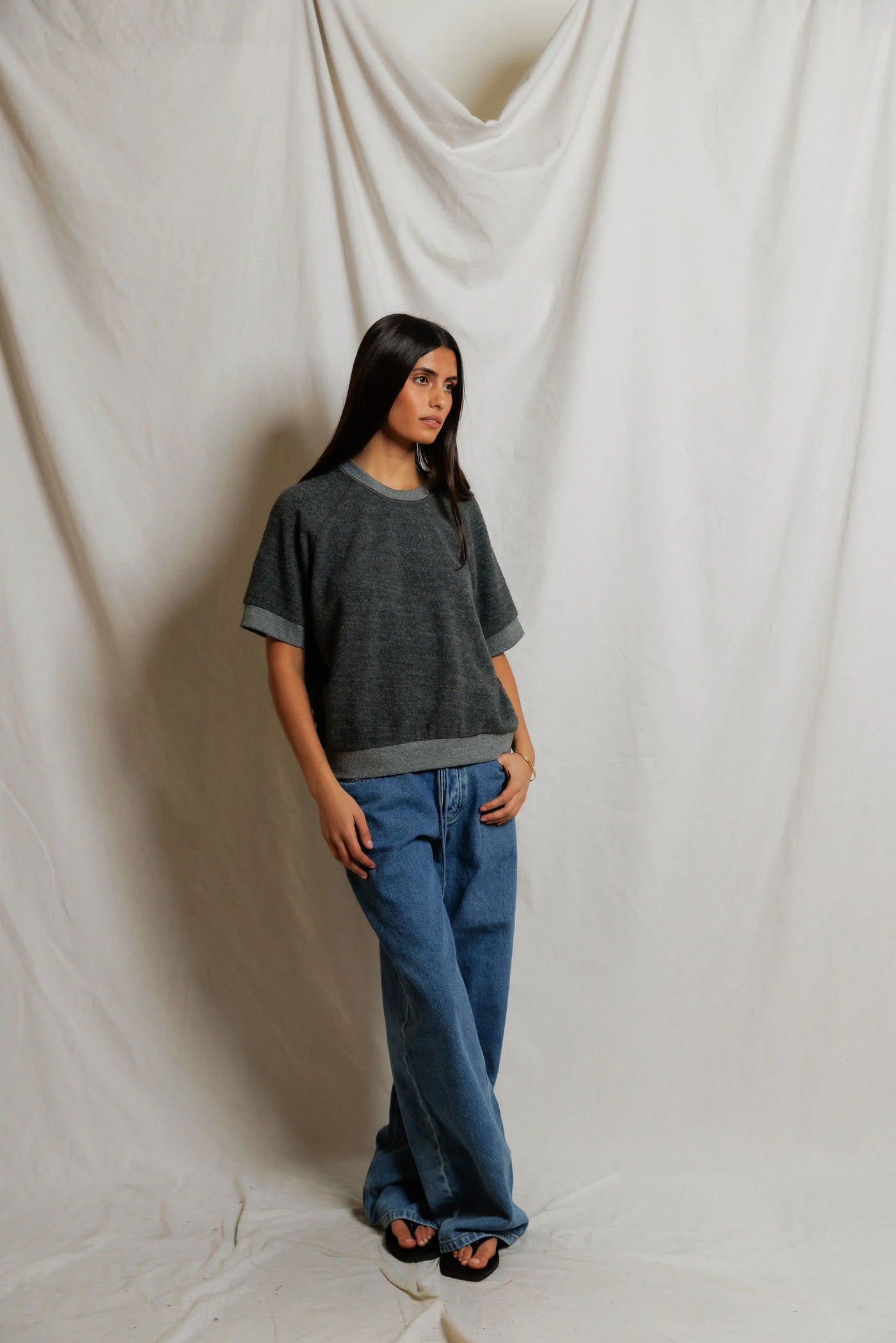 the ziggy short sleeve | reverse fleece cotton women's sweatshirt
