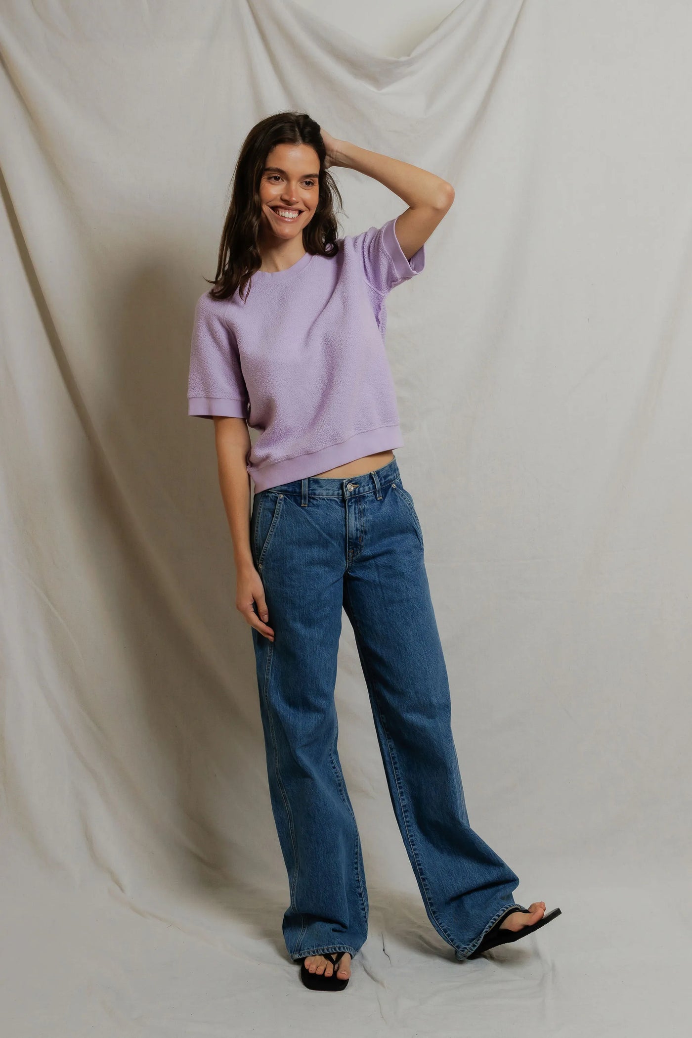 the ziggy short sleeve | reverse fleece cotton women's sweatshirt