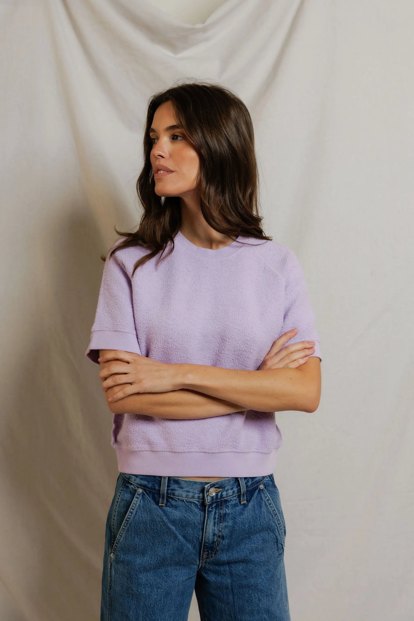 the ziggy short sleeve | reverse fleece cotton women's sweatshirt