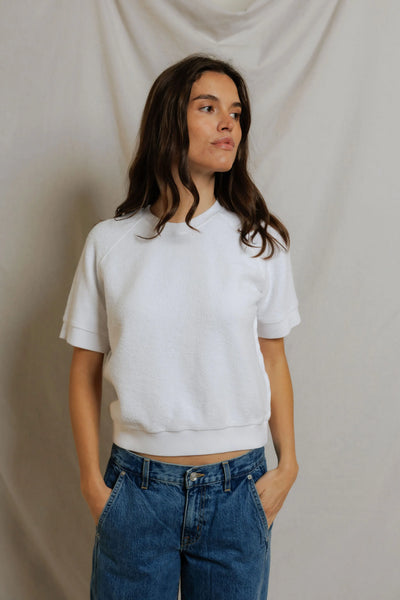 Drawerトレーナーニット the ziggy short sleeve | reverse fleece cotton women's sweatshirt
