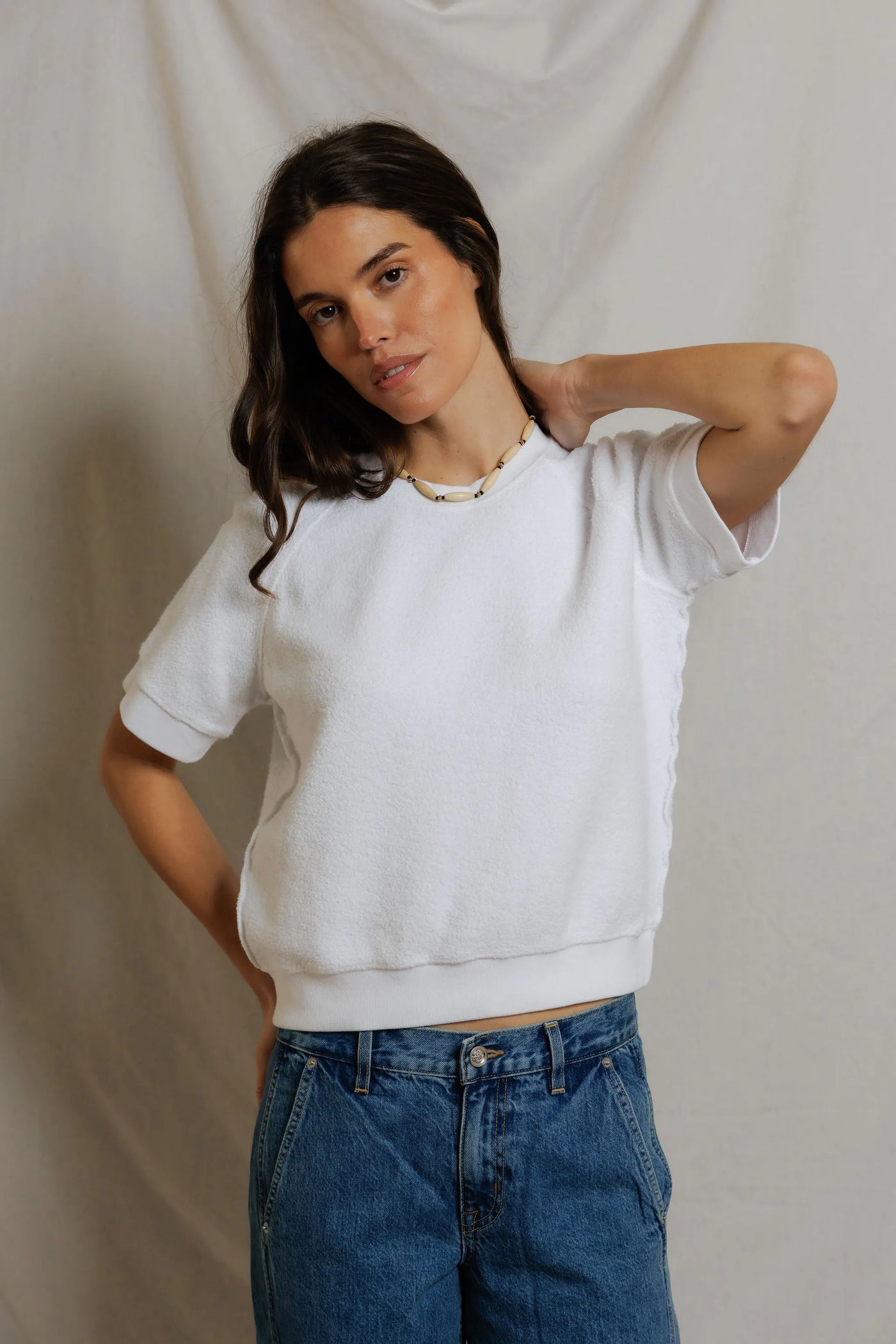 トップス FLEXWITME foodie the ziggy short sleeve | reverse fleece cotton women's sweatshirt