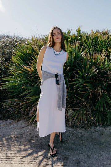 white t shirt and dress New Ways to Style Your Basics: 15 T-Shirt Outfit Ideas as it seamlessly transitions into the cooler months You Make Me Happy Graphic