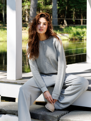 perfectwhitetee, ziggy reverse fleece sweatshirt in griffin grey.